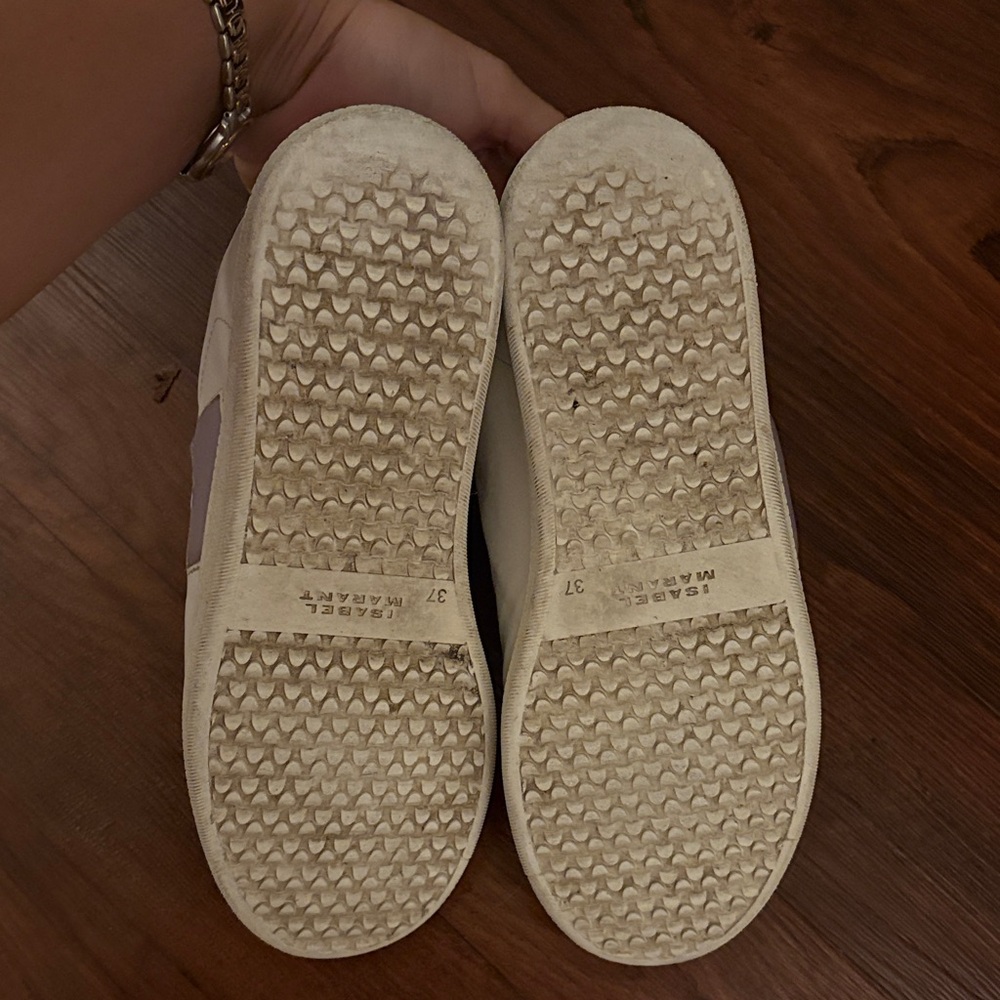 Isabel Marant White Leather Sneakers with Lilac Accent - Picture 5 of 5
